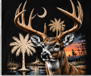Deer & Palmetto graphic tee, folded