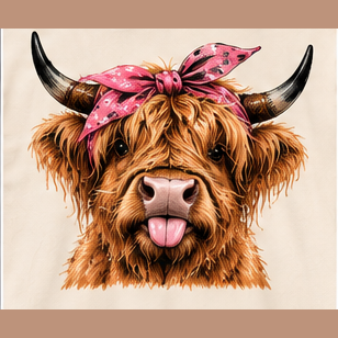 Highland Cow graphic tee, folded