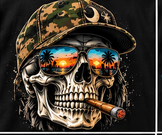 Camo Skull graphic tee, folded
