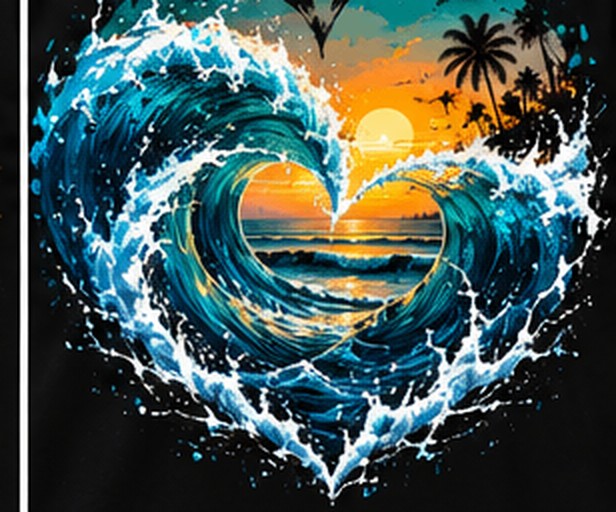 Wave Heart graphic tee, folded