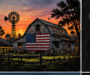 Barn & Flag graphic tee, folded