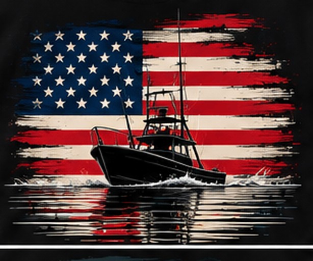 Flag Boat graphic tee, folded