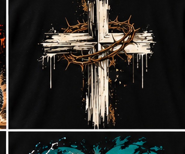 Thorn Cross graphic tee, folded