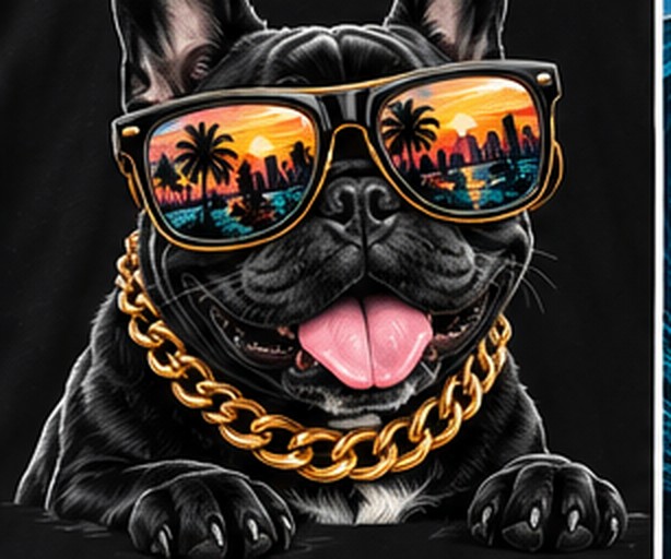 Frenchie Chain graphic tee, folded