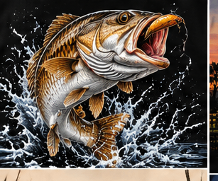 Bass Splash graphic tee, folded
