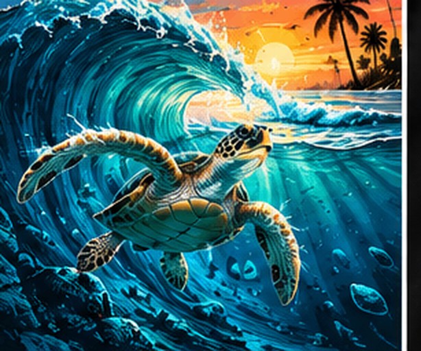 Turtle Wave graphic tee, folded