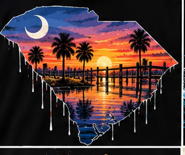 SC Sunset graphic tee, folded