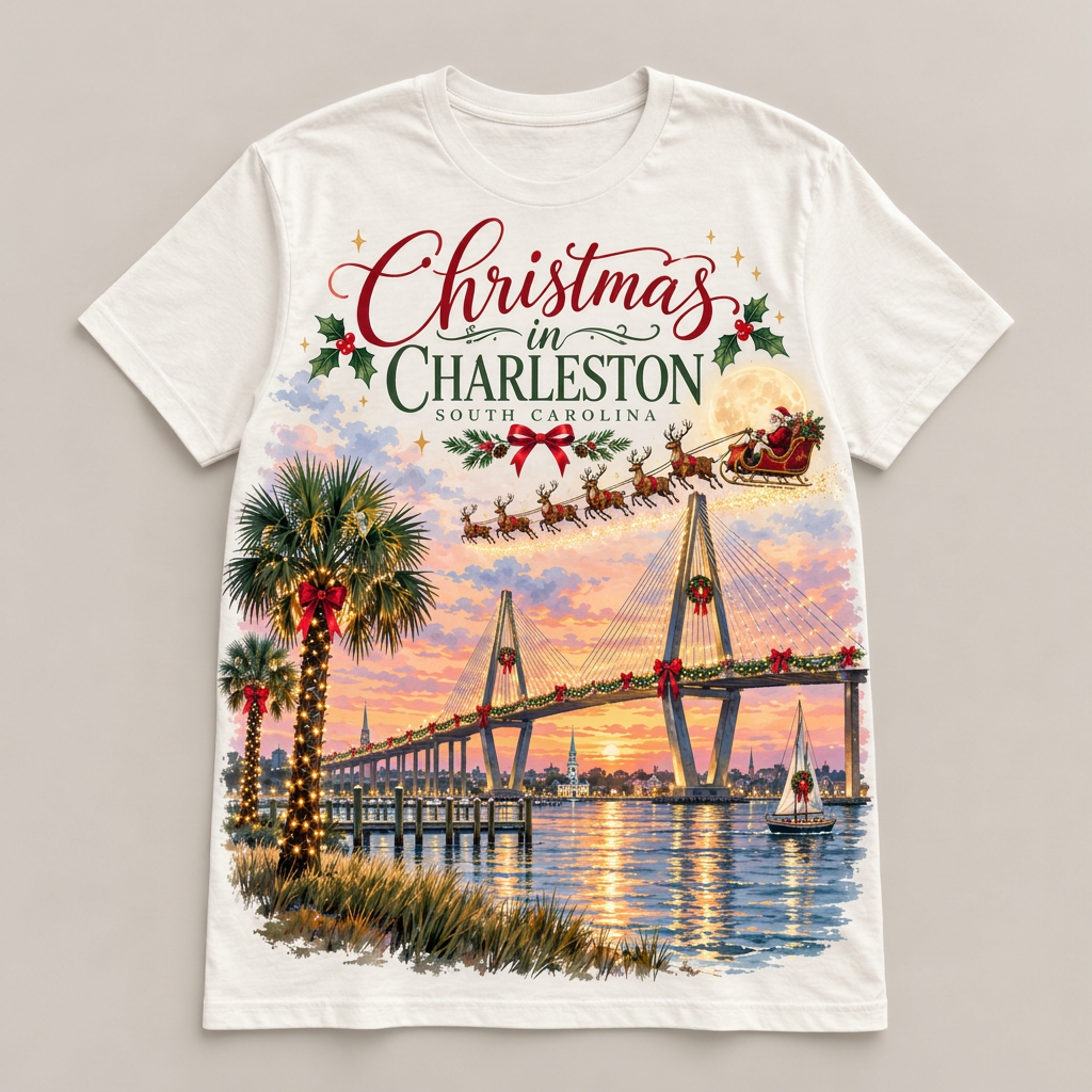 Christmas in Charleston graphic T-shirt