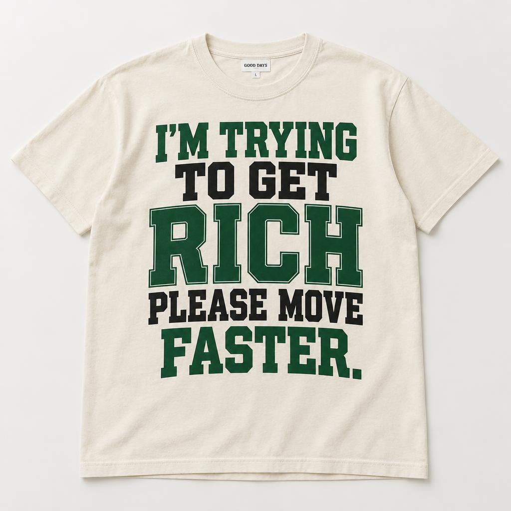 Get Rich graphic tee, folded