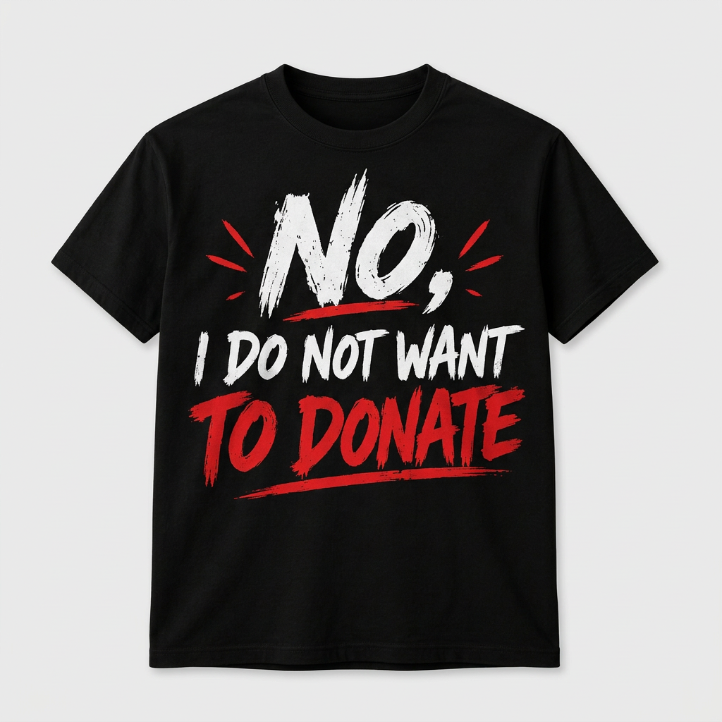 No, I Do Not Want To Donate graphic tee, folded