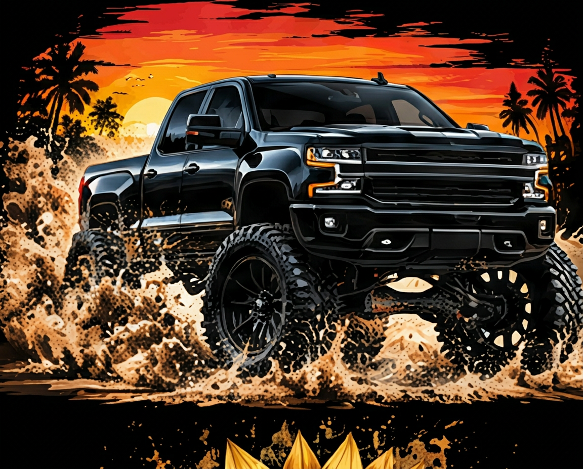 Lifted Truck graphic tee, folded